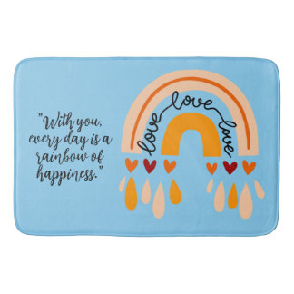 LIEBE LIEBE LIEBE QUOTE RETRO BOHO RAINBOW HÖREN BADEMATTE
