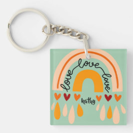 LIEBE LIEBE LIEBE RETRO BOHO RAINBOW HÖREN SCHLÜSSELANHÄNGER