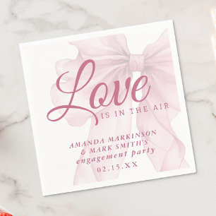 Liebe liegt in der Luft Mauve Rosa Schleife Verlob Serviette