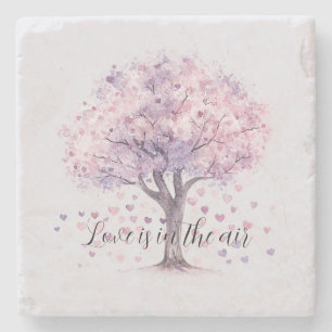Liebe liegt in der Luft Purple Hearts Baum Steinuntersetzer