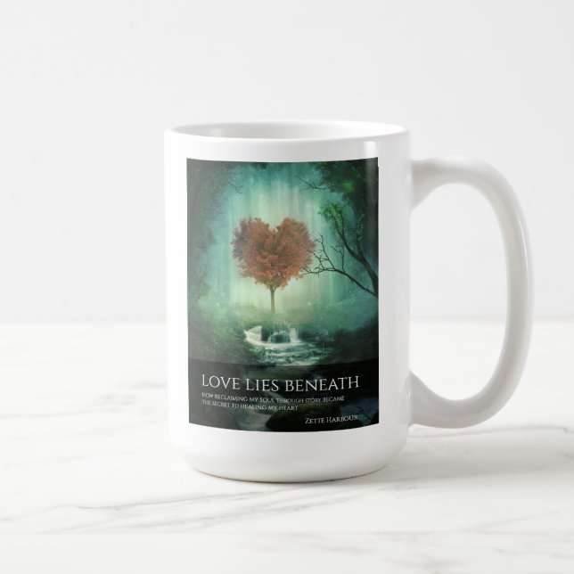 Liebe Lies Beneath 15 oz Rechtshandliche Tasse (Rechts)