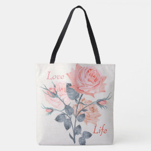 Liebe Life Cream Floral FashionTote Tasche