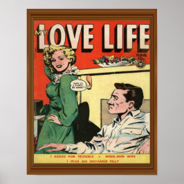 Liebe Life Flirt Romance Comic Illustration Retro Poster