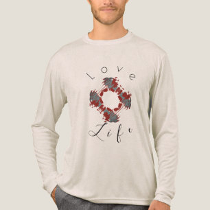 "Liebe Life" - Roter Schieferblau Abstraktes Motiv Tri-Blend Shirt