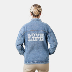 Liebe Life White Typografy Jeansjacke