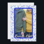 Liebe & Light Foto Hanukkah Card Feiertagskarte<br><div class="desc">Foto Hanukkah-Karte mit Liebe & Leichtem Gruß und handgezeichnetes Hintergrundmuster.</div>