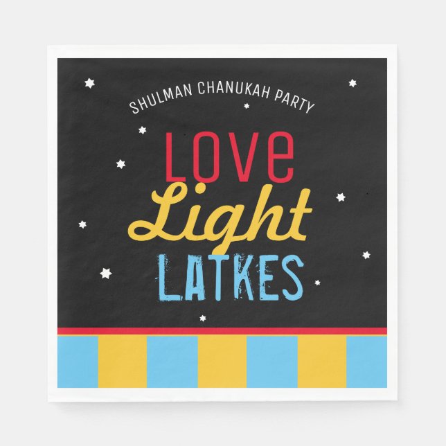 Liebe Light Latkes Black Hanukkah Funny Zitat Serviette (Vorderseite)