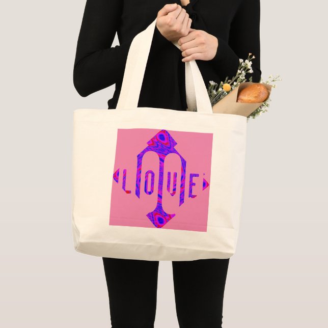 LIEBE LIGHT PINK MANDALA GROSSE TOTE BAG JUMBO STOFFBEUTEL (Vorderseite (Produkt))