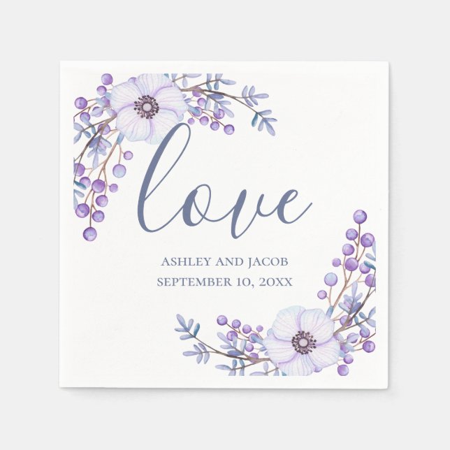 Liebe. Lila Blumen. Hochzeit von Lilac Serviette (Vorderseite)