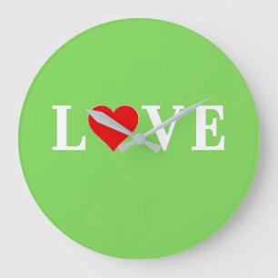 LIEBE Lime Green Modern Große Wanduhr