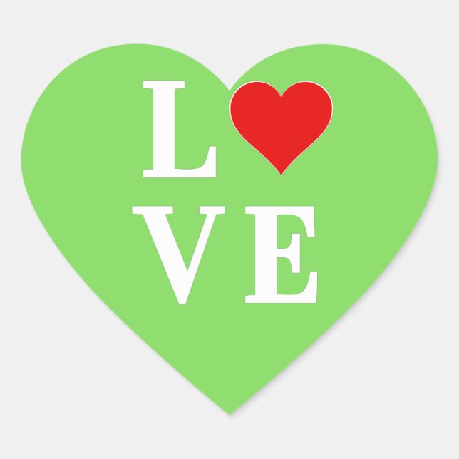 LIEBE Lime Green Modern Herz-Aufkleber (Vorderseite)