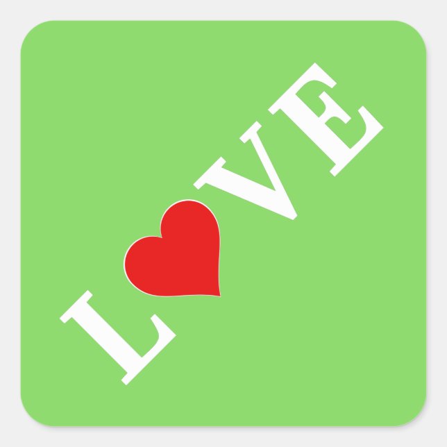 LIEBE Lime Green Modern Quadratischer Aufkleber (Vorderseite)