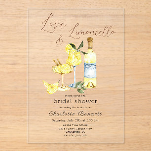 Liebe Limoncello Cocktail Brautparty Acryleinladungen