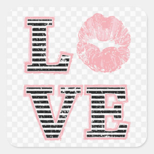 Liebe Lippen Quadratischer Aufkleber