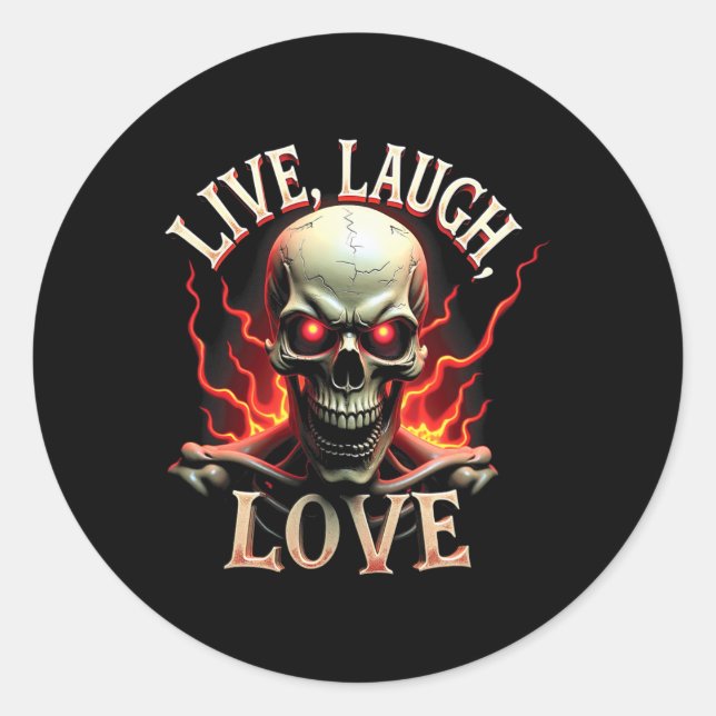 Liebe Live-Lachen Skelettin Beängstigend Ironische Runder Aufkleber (Vorderseite)