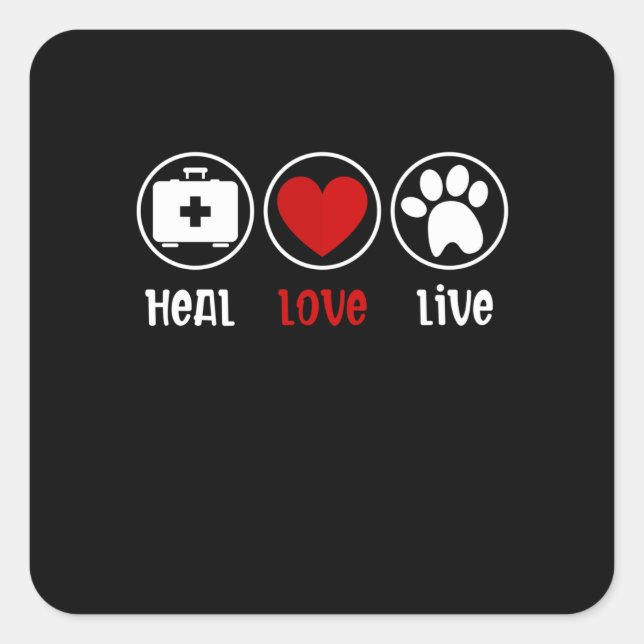 Liebe Live Vet Tech, Tierarzt Quadratischer Aufkleber (Vorderseite)