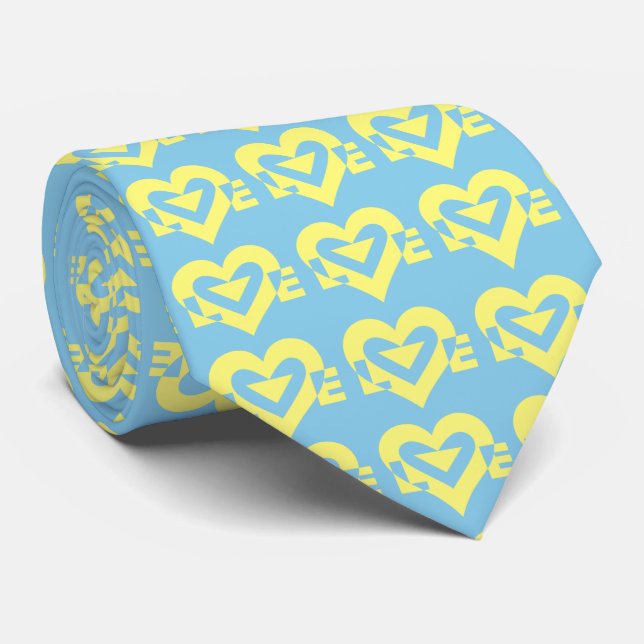 Liebe-Logo, Gelb und Blau Krawatte (Gerollt)