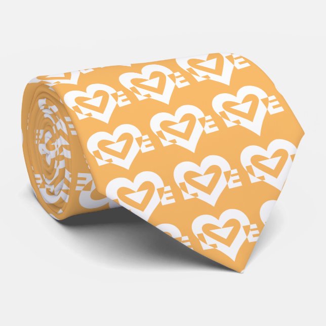 Liebe-Logo, orange und weiß Krawatte (Gerollt)