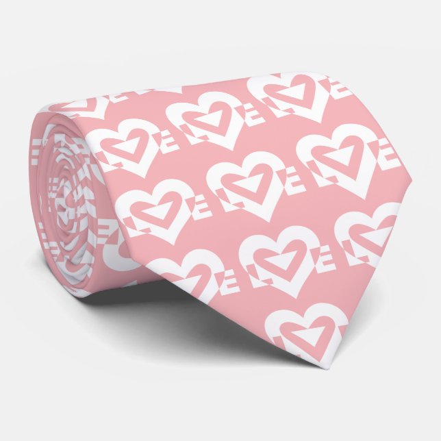 Liebe-Logo, Rosa und Weiße Krawatte (Gerollt)