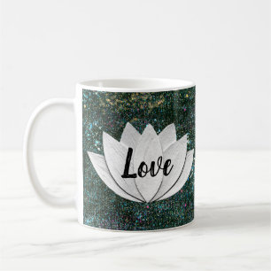 Liebe-Lotos-Blumen-Schwarz-Galaxie-Tasse Kaffeetasse