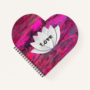 Liebe Lotus Blume Rosa Galaxie Herzform Notebook Notizbuch
