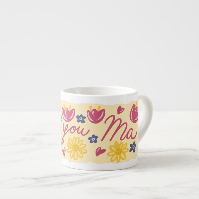 Liebe Ma Blumen-Tasse – Muttertagsgeschenk Espressotasse (Vorderseite Rechts)
