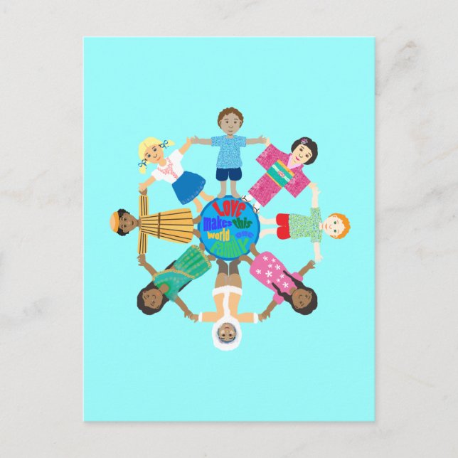 Liebe macht diese Welt zu einer Familie Postkarte (Vorderseite)