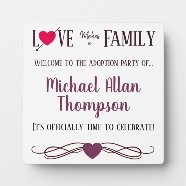 Liebe macht eine Familie - Adoption Party versorgt Fotoplatte (Vorderseite)