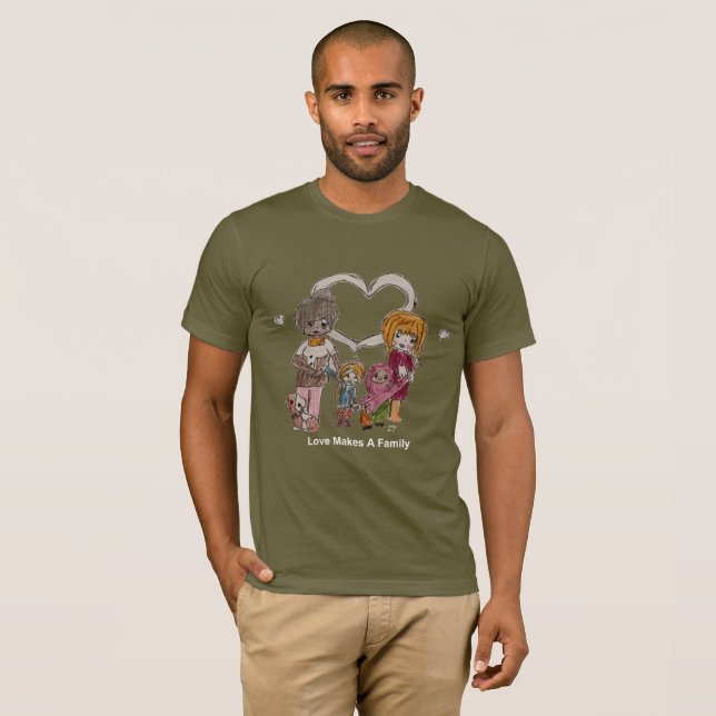 Liebe macht eine Familie durch den olivgrünen T - T-Shirt (Vorne ganz)