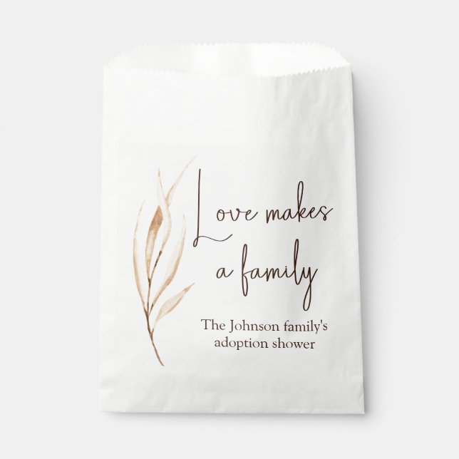 "Liebe macht Familie" Adoption Dusche Geschenktütchen (Vorderseite)