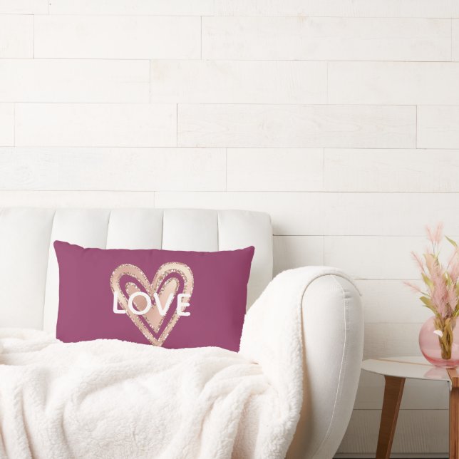 Liebe Magenta Blush Pink Herz Lendenkissen (Liege)