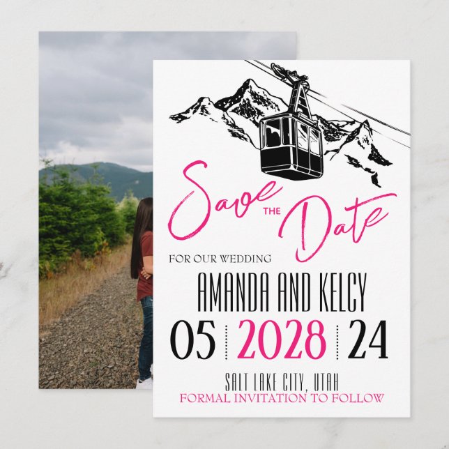 Liebe Magenta Save The Date (Vorne/Hinten)