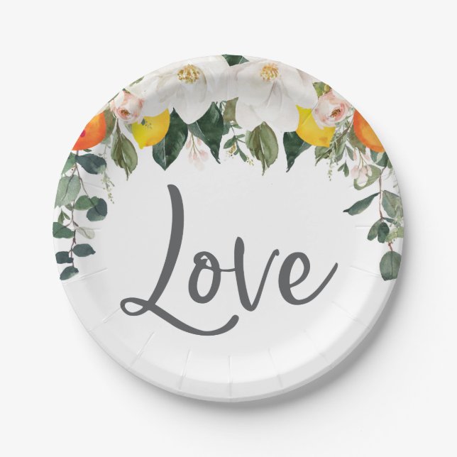 Liebe Magnolia Citrus Papier Teller (Vorderseite)