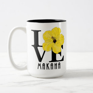 LIEBE Makaha Hawaii Gelber Hibiskus 15oz Zweifarbige Tasse