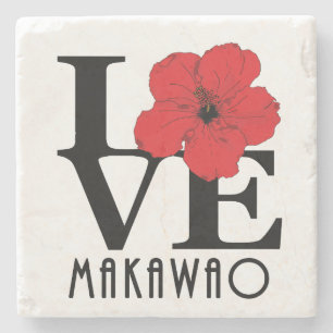 LIEBE Makawao Hawaii Roter Hibiskus Steinuntersetzer