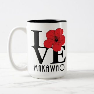 LIEBE Makawao Roter Hibiskus 15oz Zweifarbige Tasse