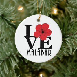 LIEBE Malabar Florida Roter Hibiskus Keramik Ornament