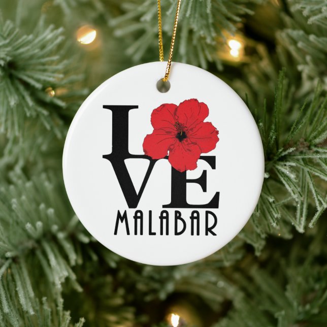 LIEBE Malabar Florida Roter Hibiskus Keramik Ornament (Baum)