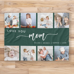 Liebe Mama 8 Foto-Collage Smaragdgrün Fleecedecke