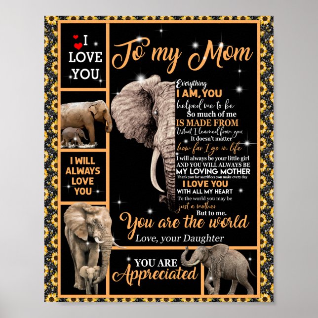 Liebe Mama | Brief an meine Mama Sie sind die Welt Poster (Vorne)