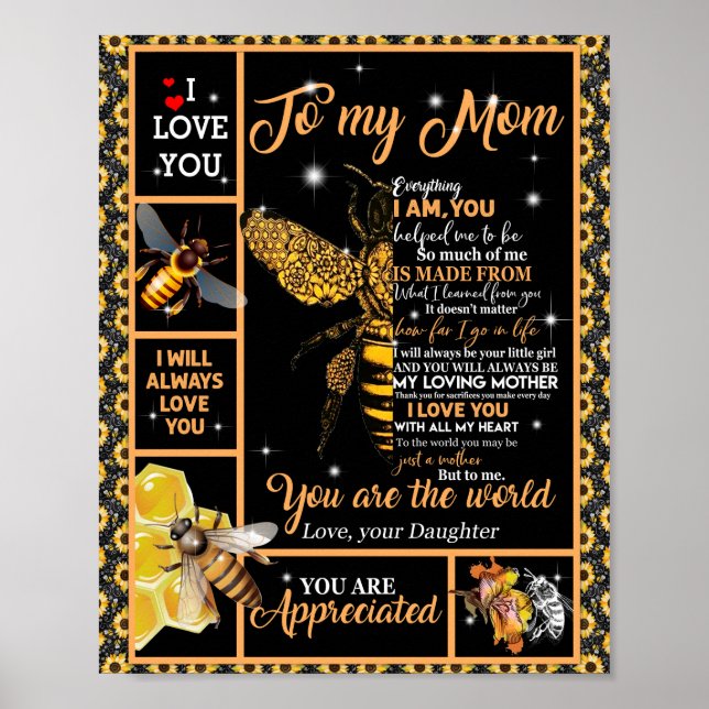 Liebe Mama | Brief an meine Mama Sie sind die Welt Poster (Vorne)