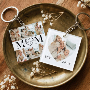 Liebe Mama Herz-Fotocollage Andenken Geschenk Schlüsselanhänger