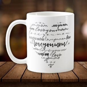 Liebe Mama Herz Schwarze Schrift Typography Kaffeetasse