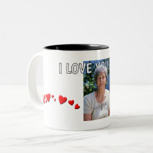 Liebe Mama - Herzen, Foto und Text Zweifarbige Tasse