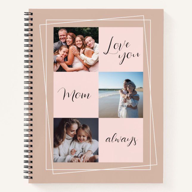 "Liebe, Mama immer" sentimentales Foto-Geschenk Notizbuch (Vorderseite)