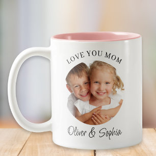 Liebe Mama moderne Foto Muttertag Zweifarbige Tasse
