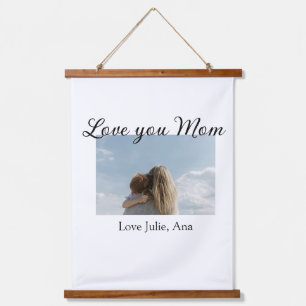 liebe mama mothers day foto name einfach wandteppich mit holzrahmen