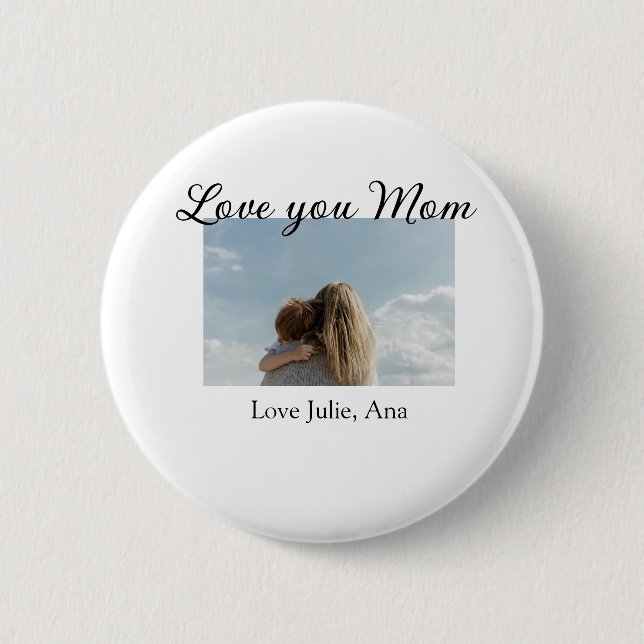 liebe mama muttertag foto name einfach button (Vorderseite)