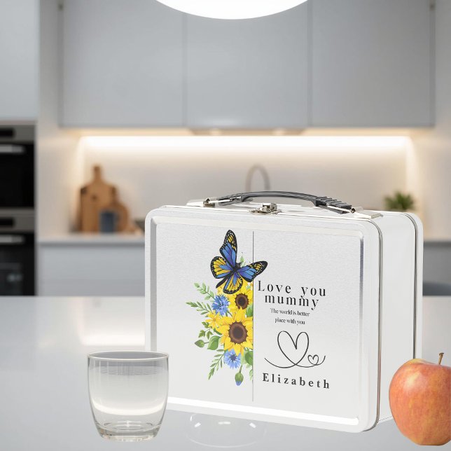 Liebe Mama personalisierte Blumen Metall Lunchbox (Von Creator hochgeladen)
