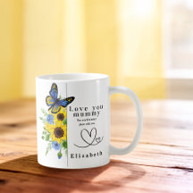 Liebe Mama personalisierte Blumen-Tasse